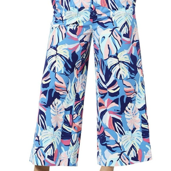IMAN Pants - NWT IMAN Global Chic Wide-Leg Cotton Twill Crop Pants Tropical Stretch Blue 18W